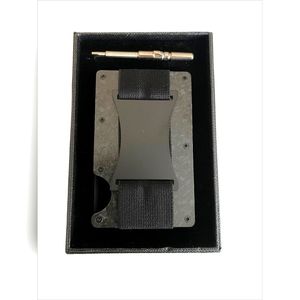 Aluminum Black Minimalist Wallet with Black Strap and RIFD Blocking